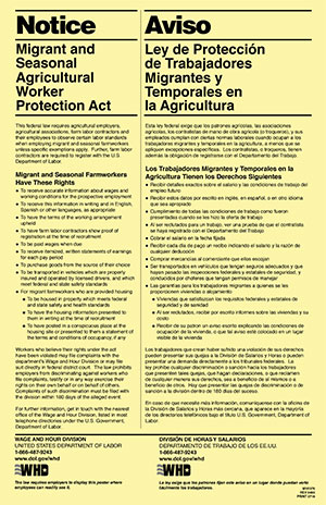 A4 Migrant and Seasonal Agricultural Worker Protection Act Notice
