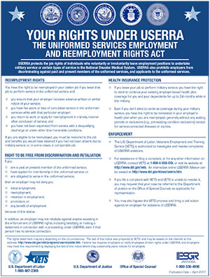 A9 Uniformed Services Employment Reemployment Rights act (USERRA)
