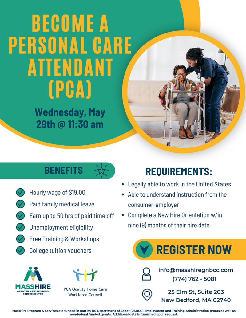 Become A Personal Care Attendant Pca Info Session Masshire Greater New Bedford Workforce