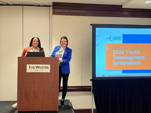 MassHire GNB Workforce Board Youth Team Coordinators, Jamilyn Gordon and Deven Robitaille, present the workshop "Attracting Tomorrow’s Workforce Today" at NAWDP's Youth Symposium in Charlotte, NC.
