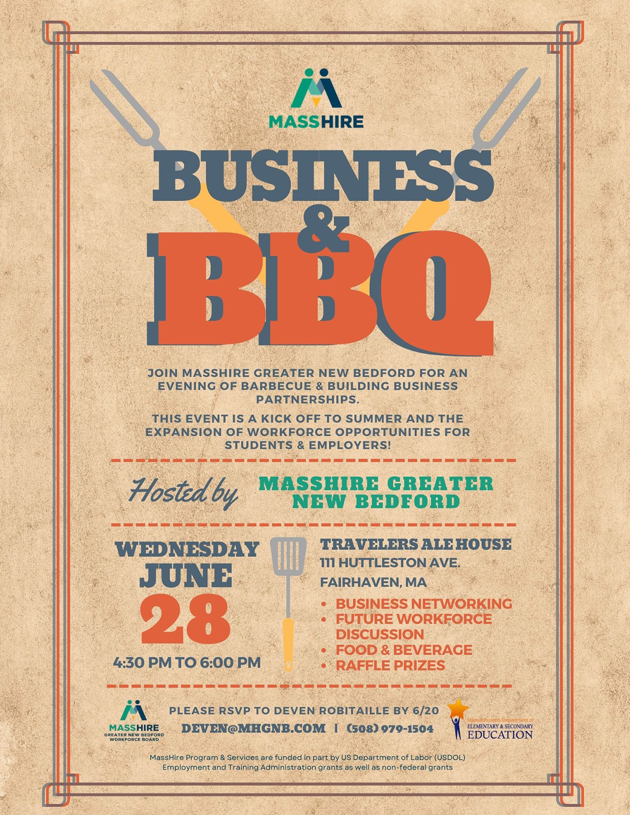 Business & BBQ event flyer