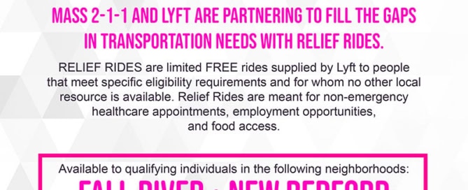 Panfleto do RELIEF RIDES em português