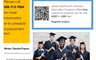 UMass Dartmouth Workers Education Program flyer