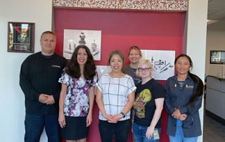 Photo of Apprentices pictured from left to right: John Ramos, Debbie Hartman (MassHire), Helen Khuu, Jenna Powers, Nicole Sousa and Mai Lee