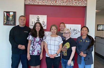 Photo of Apprentices pictured from left to right: John Ramos, Debbie Hartman (MassHire), Helen Khuu, Jenna Powers, Nicole Sousa and Mai Lee