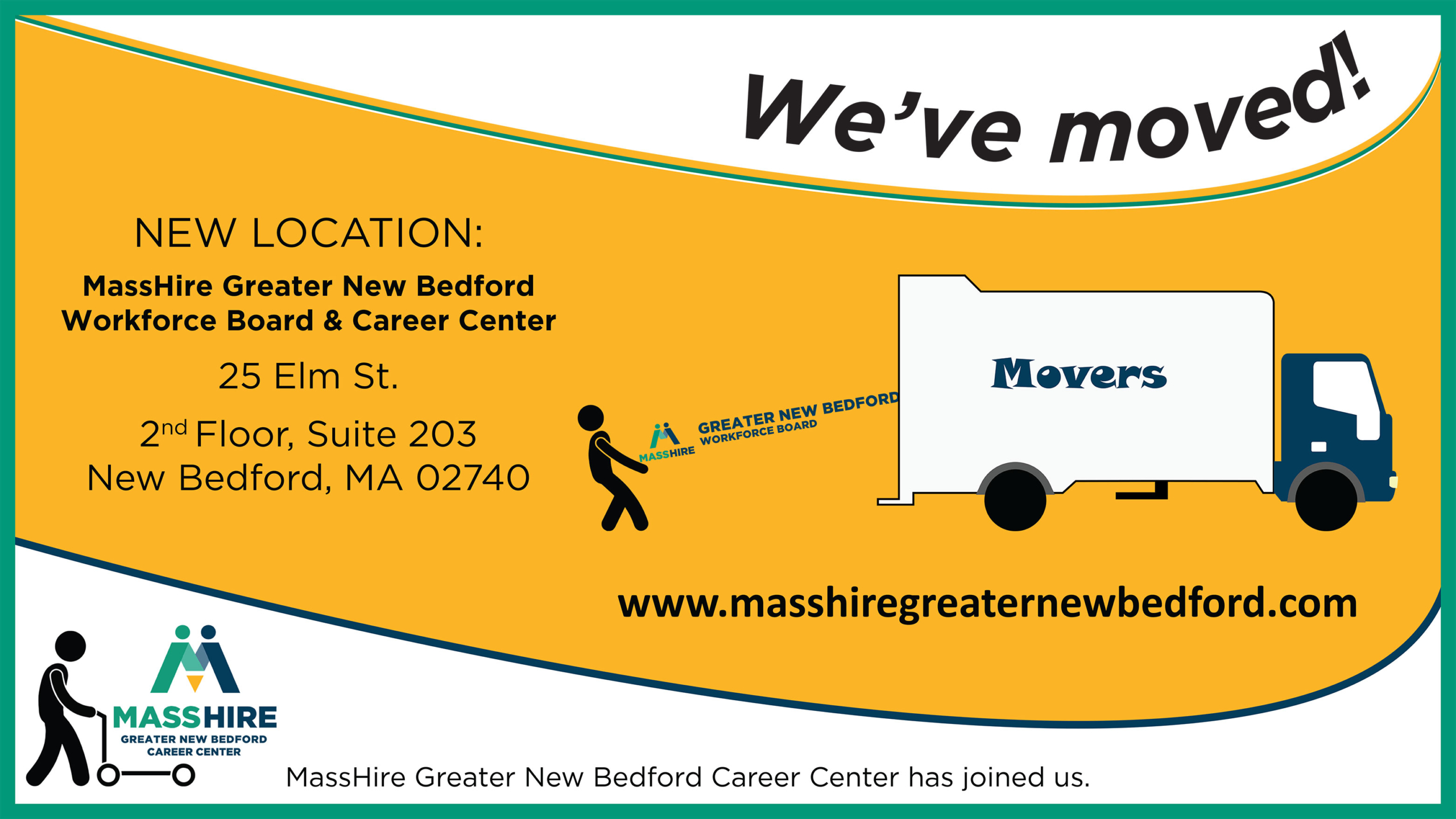 We have moved to 25 Elm Street, New Bedford, MA 02740