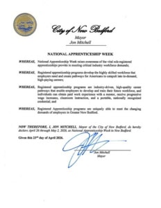 National Apprenticeship Week Proclamation from the City of New Bedford