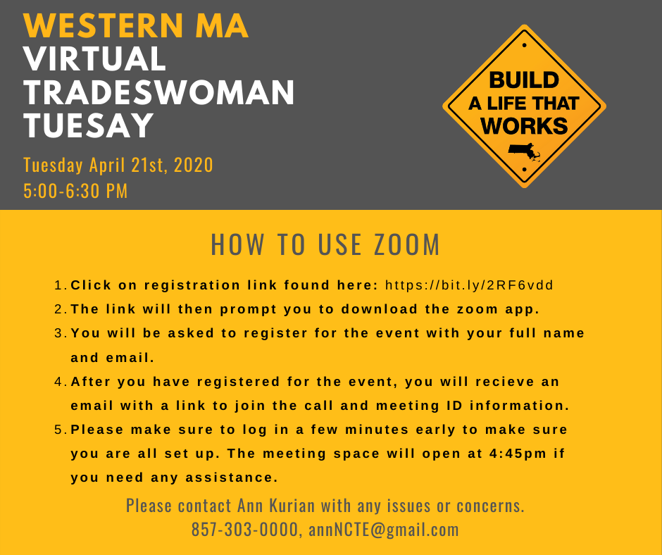 Western MA Virtual Tradeswomen Tuesday! 
